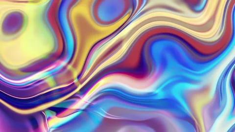 Prismatic iridescent gradient surface with wavy motion and abstract shapes Stock Footage 295999254