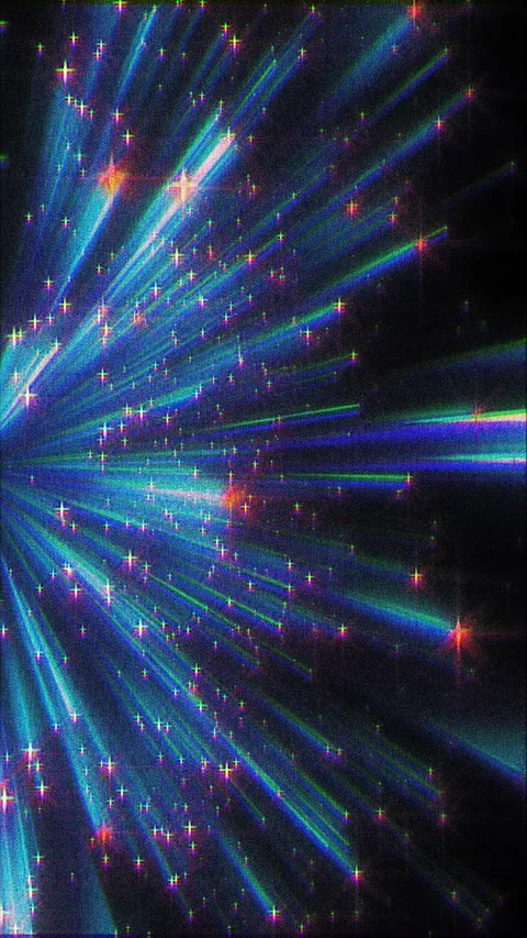 Prismatic Light Burst with Star Sparkles and Colorful Neon Rays Stock Footage 344050901