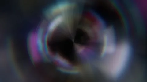 Prismatic Rainbow Ring Portal Circle Motion Light Abstract Dark Background Stock Footage 336334361