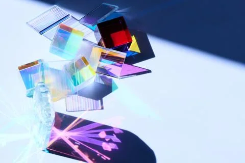 Prismatic Reflection. Abstract composition of colorful prisms casting vibrant Foto stock