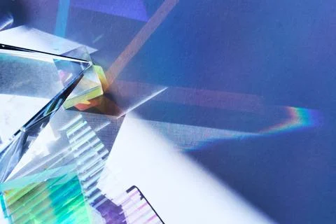 Prismatic Refractions. Abstract reflections of light through prisms creating Stock Photos