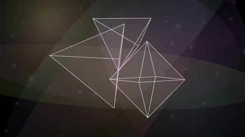 Prismatic Wireframe Polyhedra Spinning Dark Caustic Background Loop Stock-Footage 348584058
