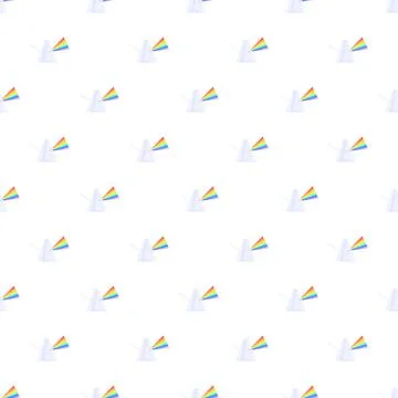 Prisms refracting light into rainbow spectrum seamless pattern イラスト素材