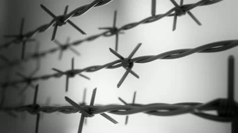 Prison, barbed wire fence, incarceration loopable animation. Stock Footage