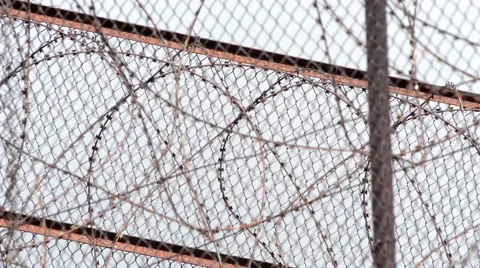 Prison Barbed Wire Stock Footage 40971548