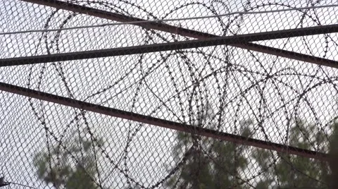Prison Barbed Wire Stock Footage 40971653