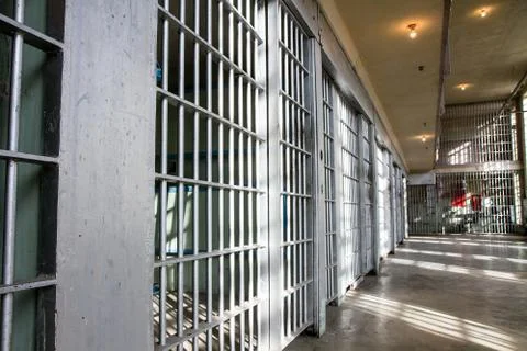 Prison bars all locked up Stock Photos
