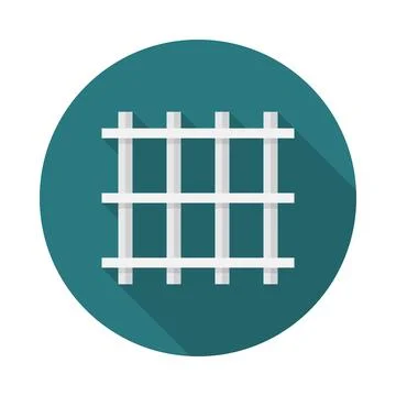 Prison bars circle icon with long shadow. Flat design style. Stock Illustration