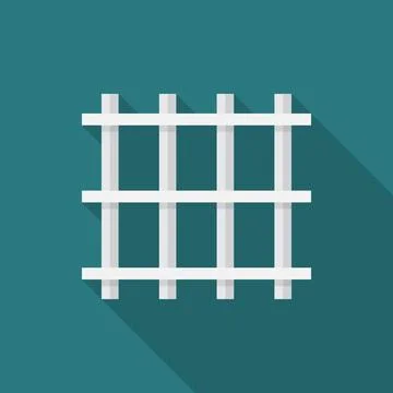 Prison bars icon with long shadow. Flat design style. Stock Illustration