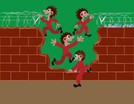Prison break Stock Illustration