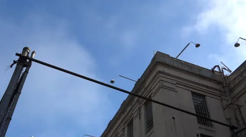 Prison Building at Alcatraz with Passing Clouds Stock Footage 22606281
