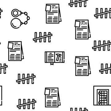 Prison Building And Accessory Vector Seamless Pattern Ilustración de archivo