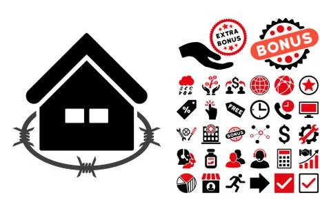 Prison Building Flat Vector Icon with Bonus 스톡 일러스트