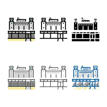 Prison building forms color icon vector Ilustração Stock