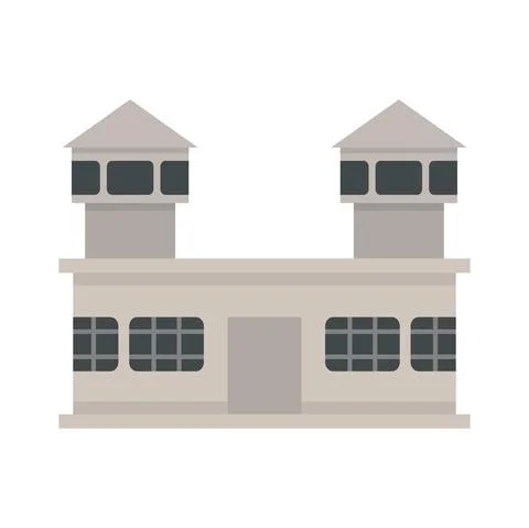 Prison building icon flat isolated vector Ilustración de archivo