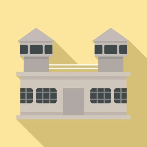 Prison building icon, flat style 스톡 일러스트