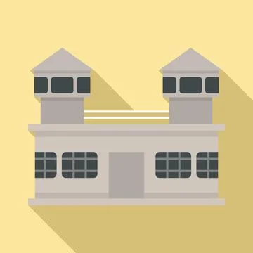 Prison building icon, flat style Ilustración de archivo