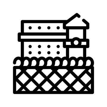 Prison building line icon vector isolated illustration Ilustración de archivo
