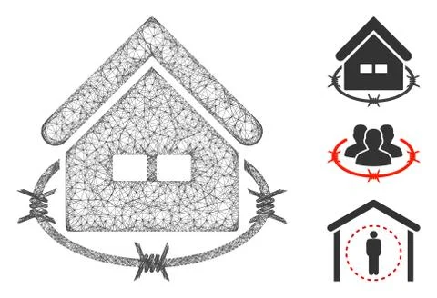 Prison Building Polygonal Web Vector Mesh Illustration 스톡 일러스트
