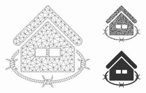 Prison Building Vector Mesh 2D Model and Triangle Mosaic Icon Ilustración de archivo