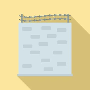 Prison building wall icon, flat style Ilustración de archivo