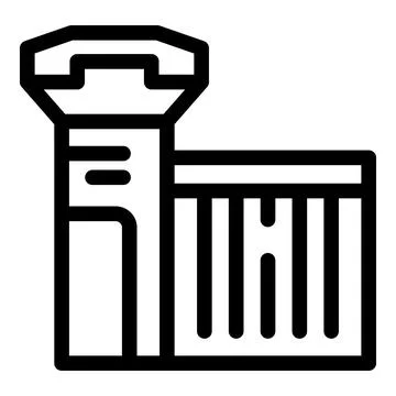 Prison building with watchtower and bars for security Ilustración de archivo