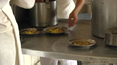 The prison canteen . The inmates consume food Stock Footage