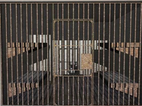 Prison cell with bars and beds Stock Illustration