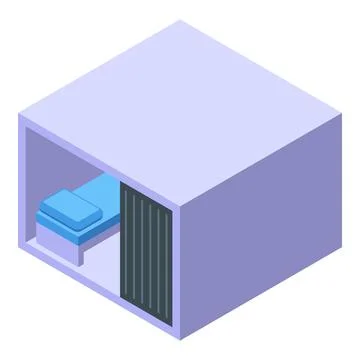 Prison cell with bed and bars isometric view Stock Illustration