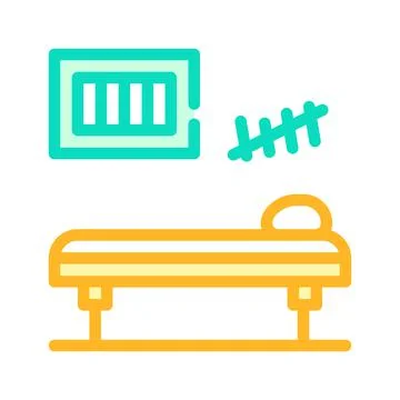 Prison cell with bed color icon vector illustration Stock Illustration
