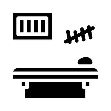 Prison cell with bed glyph icon vector illustration Stock Illustration
