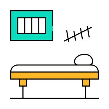 Prison cell with bed icon color illustration Stock Illustration