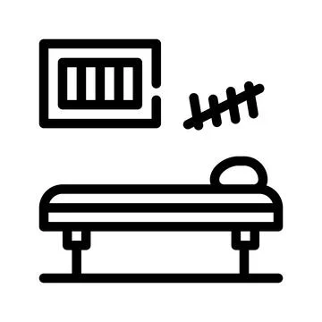 Prison cell with bed line icon vector illustration Stock Illustration
