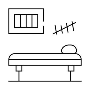 Prison cell with bed line icon vector illustration Stock Illustration