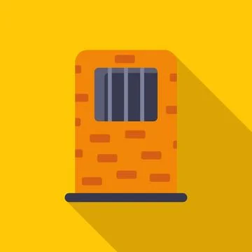 Prison cell window with bars on a brick wall Stock Illustration