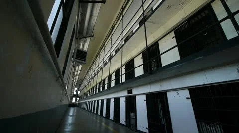 Prison cellblock interior Stock Footage 9506485