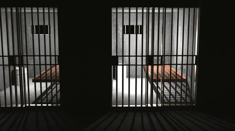Prison cells prisoner cellblock cell block cage Stock Footage