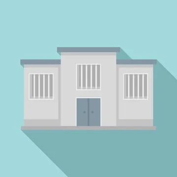 Prison city building icon, flat style Ilustración de archivo