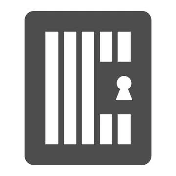 Prison door solid icon. Jail gate, heavy metal frame. Jurisprudence vector Stock Illustration