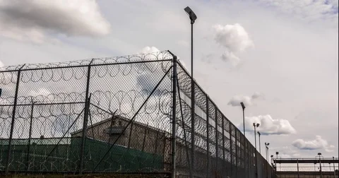 Prison Facility Fence Time Lapse Stock Footage 78726828