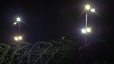 Prison Fence At Night Stock Footage 89702984