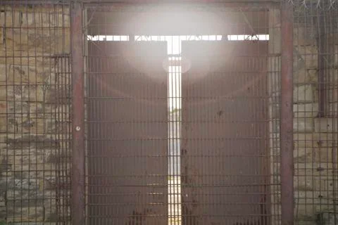 Prison gates opening Stock Photos