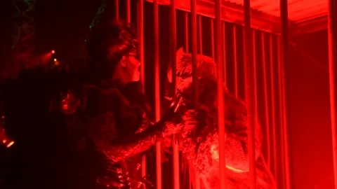 Prison guard and trapped monster Stock Footage 73670338