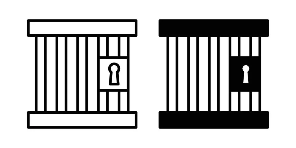 Prison icon set modern line and solid style collection. Stock Illustration