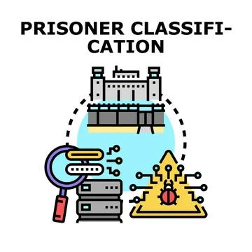 Prison inmate analyzing criminal data system classification Stockillustratie
