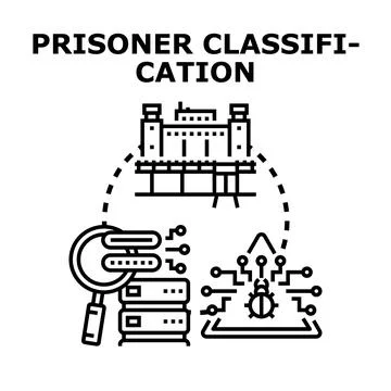 Prison inmate analyzing criminal data system classification Stock Illustration