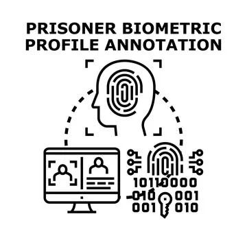 Prison inmate biometric profile annotation vector concept イラスト素材