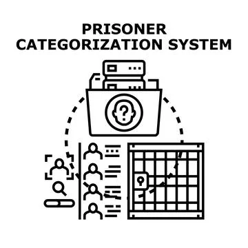 Prison inmate categorization system for management and control Illustrazione stock