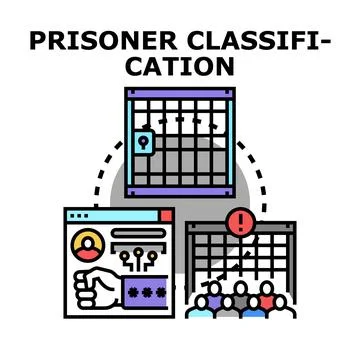 Prison inmate classification system organizing justice procedure Stock Illustration