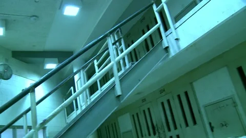 Prison Interior - Establishing Shot 1 Stock Footage 243697179